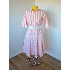 Vintage 80’s does 50’s Stripe Shirt Dress
